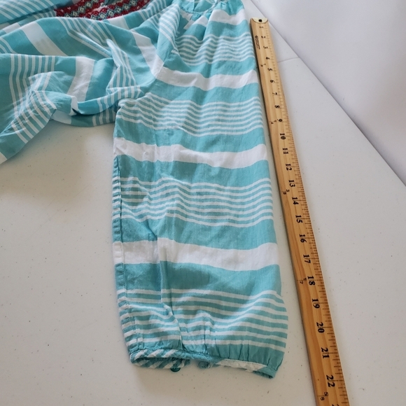 Talbots Woman Beaded Striped Top Size 2X Blue White Cotton Boho Popover Coastal - Picture 8 of 12